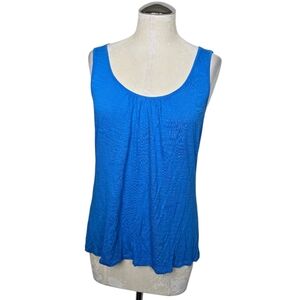Willi Smith Blue Lace Back Tank Top M Boho Sleeveless Scoop Neck
